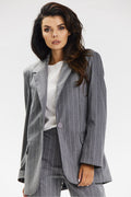Eleganter Damenblazer in Grau mit Rippenmuster ShoppDiva