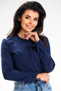 elegante langarm bluse in marineblau ShoppDiva