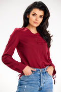 moderne langarm damen bluse in rot ShoppDiva