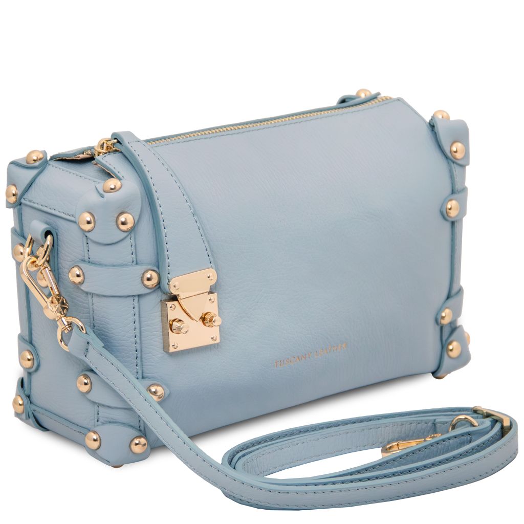 italienische ledertasche damen blau