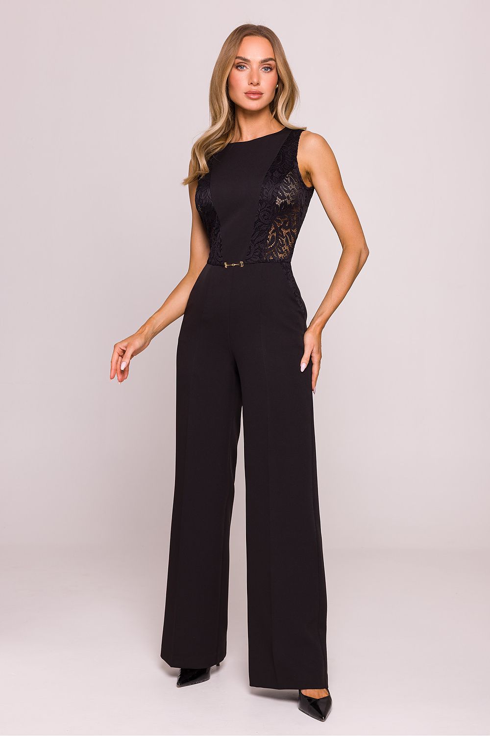 Eleganter Jumpsuit mit Spitze – Festlicher Overall mit weitem Bein