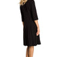 Herbstkleid Damen Schwarz knielang mit Faltenrock ShoppDiva