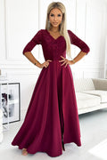 elegante lange abendkleid mit spitze in burgonderrot ShoppDiva