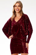 pailletten kleid mini in burgonderrot für silvester ShoppDiva