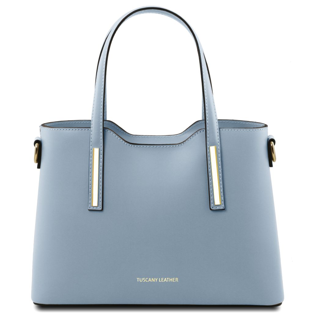 elegante leder shopper blau ShoppDiva